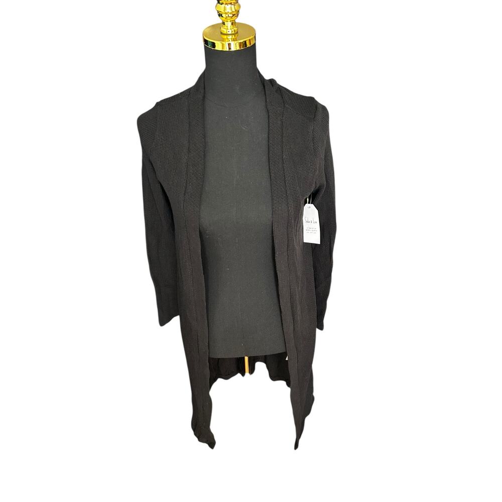 Sadie & Love Black Crossed Back Long Duster Cardigan Sweater NWT Size Medium